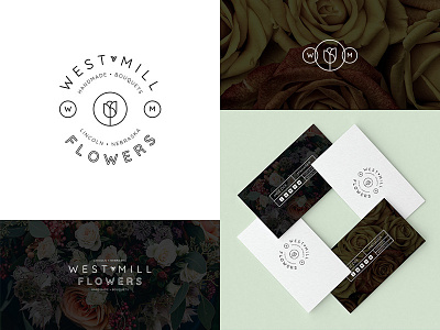 West Mill Flowers bee black and white brand branding business card concept floral flower illustrator logo minimal simple