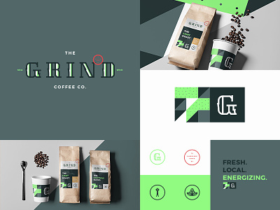 #thirtylogos 02- The Grind branding challenge coffee g icons logo packaging pattern thirty logos