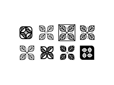 Leaf Icons branding dots geometric icon leaf leaves line line icons logo minimal plus plus sign