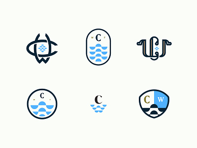 CW | Logo Concepts bold brand brand design brand designer branding c calm crest crests logo logo design logo designer monogram shield simple w water wave