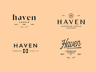 HAVEN | Logo Concepts bold brand brand design branding candle candle logo clean custom h h logo logo logo design logo designer minimal script stencil typography vintage word wordmark