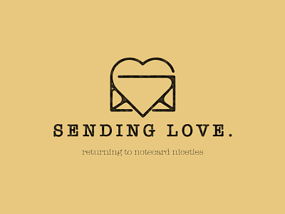 Sending Love | Brand Identity brand brand design branding card design envelope heart logo logo design love note notecard stamp type type writer vintage writer