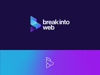 Break Into Web | Brand Identity b b logo bold brand brand design branding carot design gradient icon logo logo design minimal simple tech web web design