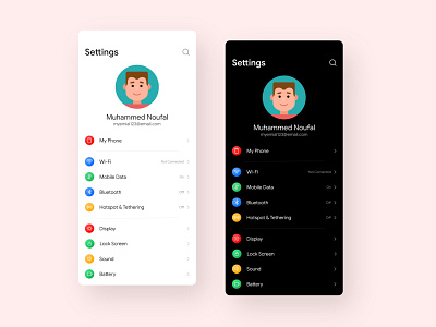 Settings App UI Design adobe android android app app app design darkmode design mobile settings settings app settings ui ui ui design uiux uiuxdesign web