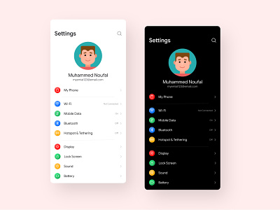 Settings App UI Design