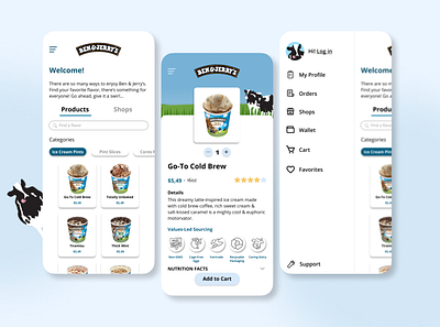 Ben&Jerrys Delivery App app benandjerrys delivery app design food app food delivery app ui