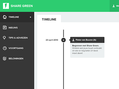 Share Green Dashboard dashboard flat green interface timeline website