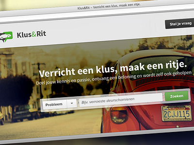 Klus & Rit Homepage (WIP) beetle car header image platform share website wip