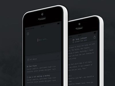 Night Notes Home & Full Screen app dark full screen home ios iphone minimal monotype notes readability subtle ui