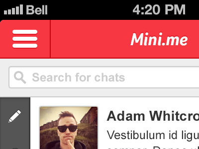 Mini.me | Chat Shot app calendar chat flat icons ios iphone mail organizer side menu soft colors