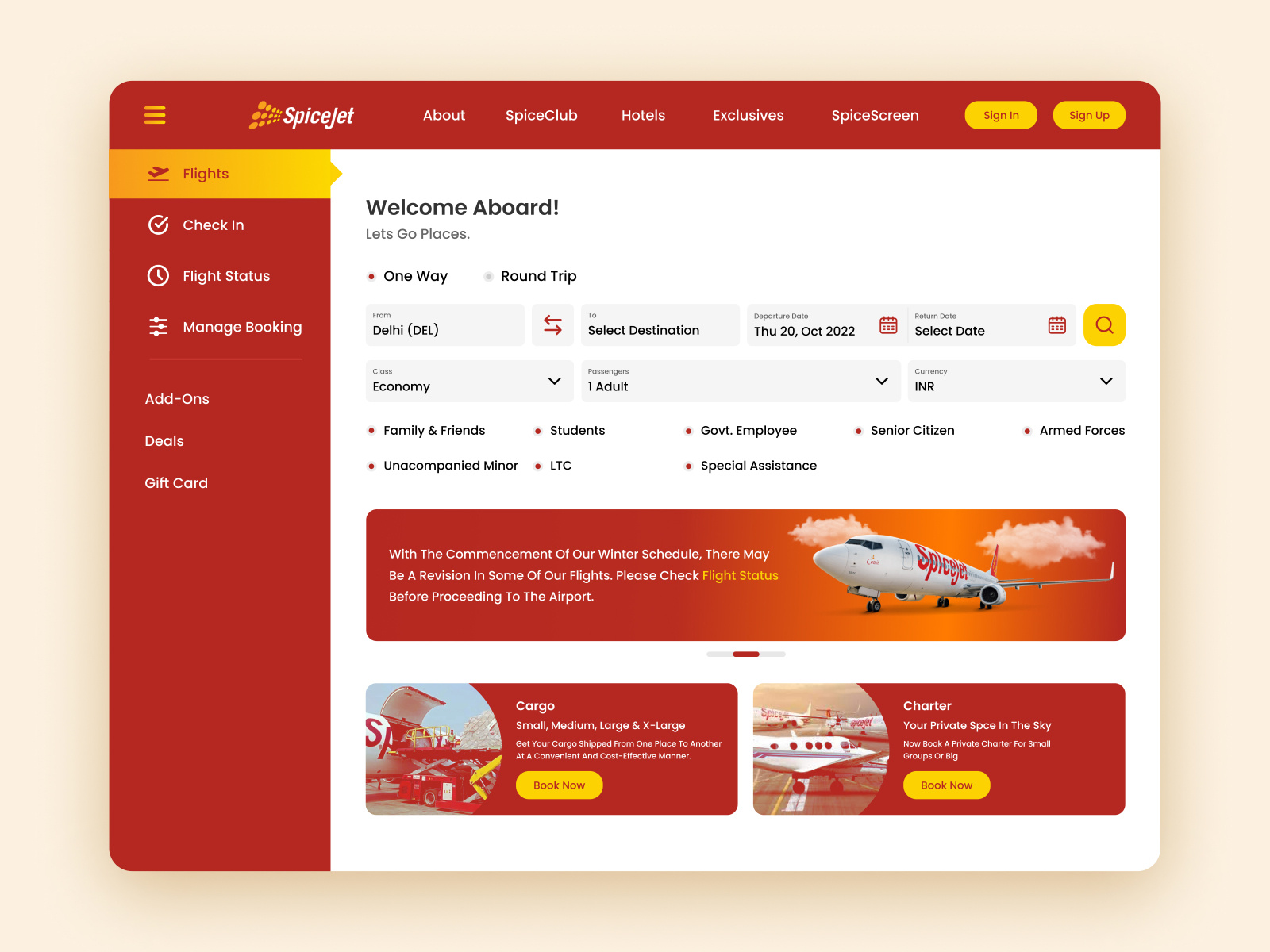 Spicejet website Design by Sabari Nair on Dribbble