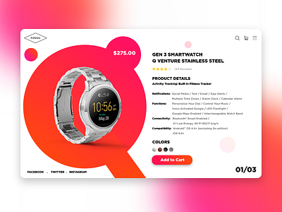 Fossil Q website design adobexd clean colourful concept fresh interaction design ios minimal ui design ux web