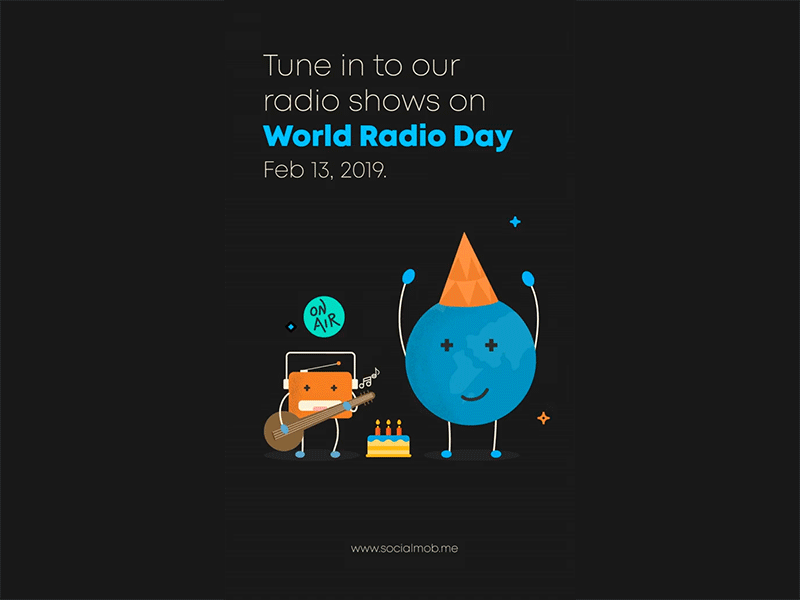 World Radio Day concept dribbble graphicdesign illustration motion animation socialmob vector