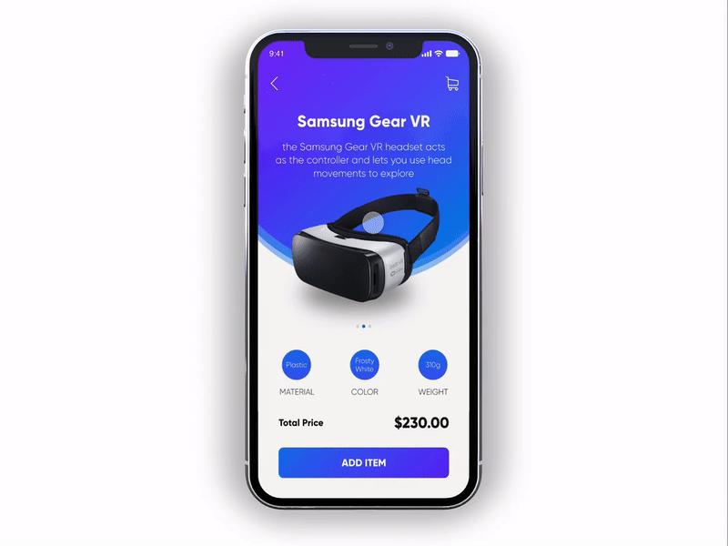 VR device cart UI design