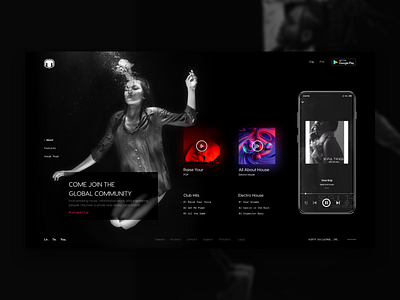 Music Application Landing Page design adobexd clean dribbble icon illustration socialmob typography ui uidesign ux