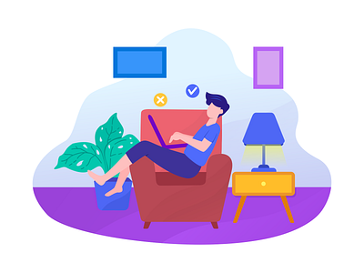 Work From Home Flat Illustration