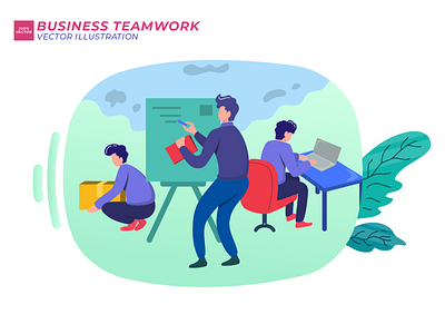 Bussiness Teamwork Flat Illustration