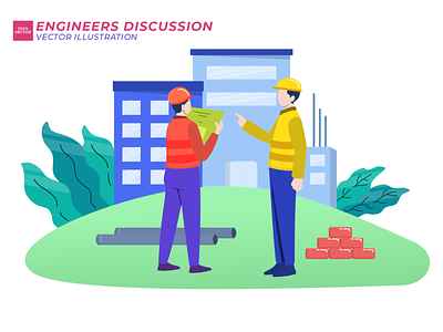 Enggineer Discussion Flat Illustration background business cartoon character concept design illustration people person vector work