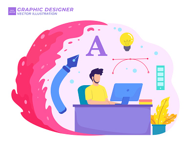 GRAPHIC DESIGNER background business cartoon character concept design illustration people person vector work