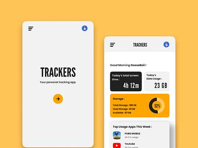 Trackers app design ui ux