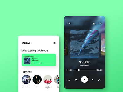 Muzic. app design ui ux