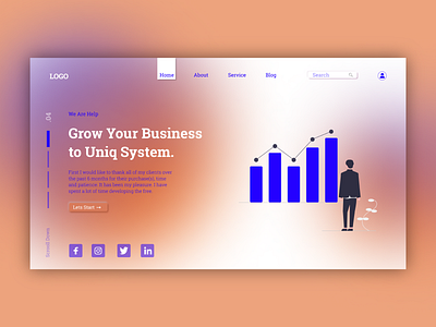 Business UI landing page in gradient color.