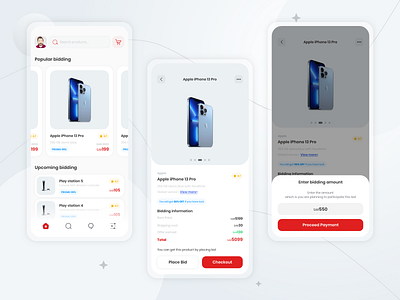 Bidding App adobe xd c android android app app design auction bidding branding design e commerce figma graphic design illustration ios app mobile app deisgn with figma mobile ui shopping shopping app sketch ui uxui