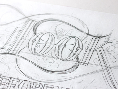 Look filigree flourish lettering pencil serif sketch spurs