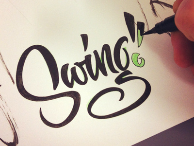 Swing!! brush calligraphy ink lettering pen script swash terminal