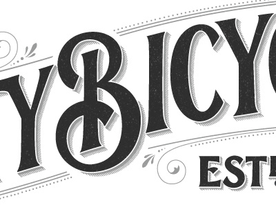 The Rusty Bicycle dropshadow flourish lettering logo logotype vintage