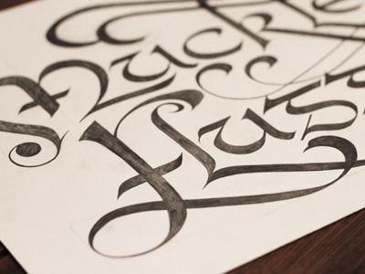 Muckle Flugga Development 2 calligraphy design designer half uncial hand drawn lettering pencil scottish