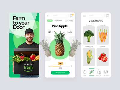 Amazon Fresh - Mobile App Concept Design ecommerce green grocery mobile app ui design ux ux design