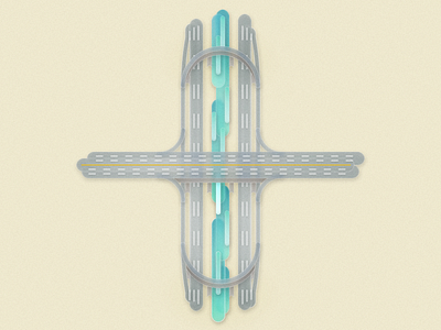 A river between the highway glassmorphism graphic design illustration