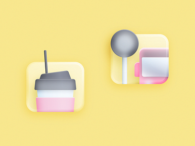 Some benefits: about cafes or public transports cafe glassmorphism icons public transport