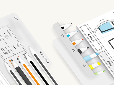 Flat papers with solid instruments flat interface pens ux writing