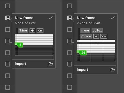 makeANewFrame column dataset drag row table ux