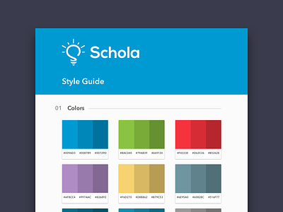 Style Guide - Schola button color design font guide school style style guide typography ui ux web