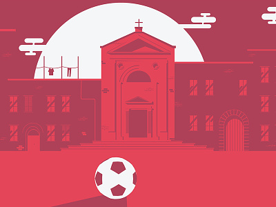 Italian square church color design draw emanuele illustrator marani vecor