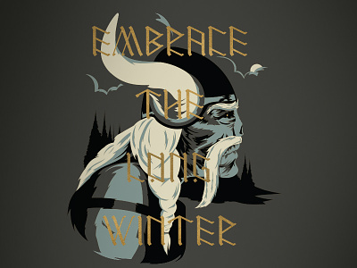 Embrace the Long Winter Illustration game of thrones gold ink got illustration minnesota vikings runes screen print shirt design typography viking