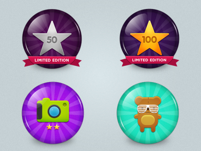 Badges badges bear buttons camera icons star
