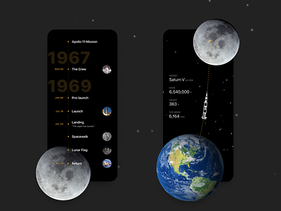 Apollo 11 Mission Timeline app design figma ios iphone