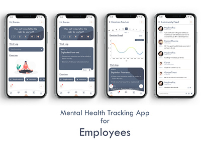 Mental Health Tracking App for Employees app branding design graphic design illustration ui ux