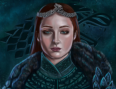 Portrait Sansa Stark from Game of Thrones film game art gameofthrones illustration illustrator person portrait procreate