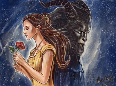 Beauty and the Beast beauty design disney disney world film illustration illustrator portrait procreate