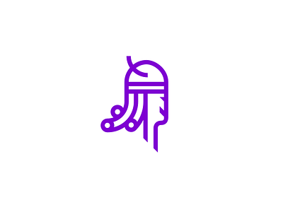 The purple female viking clean icon illustration logo mark nordic purple viking