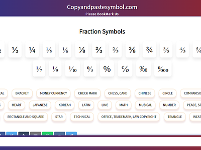 Fraction Symbols cool symbol coolsymbols copy and paste symbols fraction fraction symbol symbol symbols textsymbols