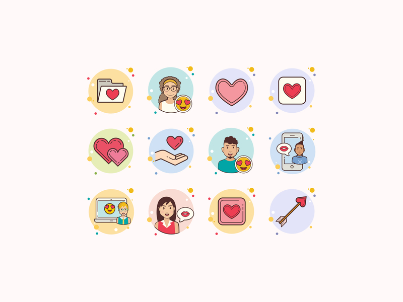 Valentine’s Day Icons color icons design design tools digital art flat design graphic design heart icon icon set icons icons pack illustration illustrator love love icon outline icon romantic valentine valentines day vector art