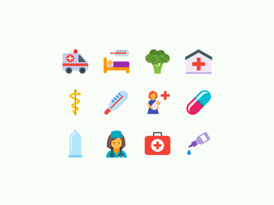 Color Medical Icons color icons design design tools doctor flat design flat icons graphic design health healthcare hospital icon design icon pack icon set icons illustration illustrator medical care ux vector art web design