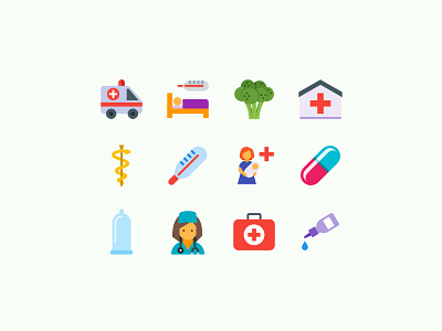 Color Medical Icons color icons design design tools doctor flat design flat icons graphic design health healthcare hospital icon design icon pack icon set icons illustration illustrator medical care ux vector art web design
