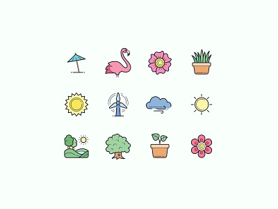 Color Hand Drawn Spring Icons